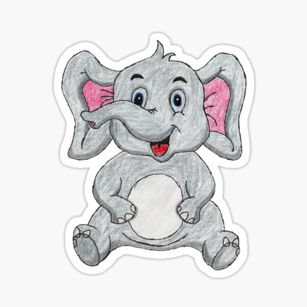 Elephant Pencil Sketch Drawing Sticker