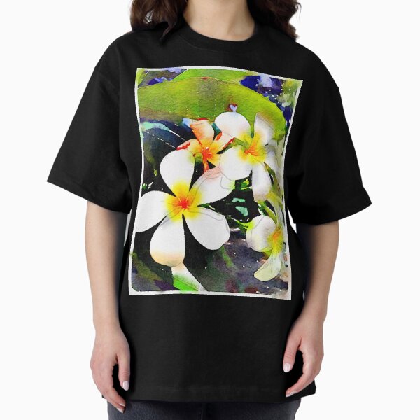 White Frangipani Oversized T-Shirt