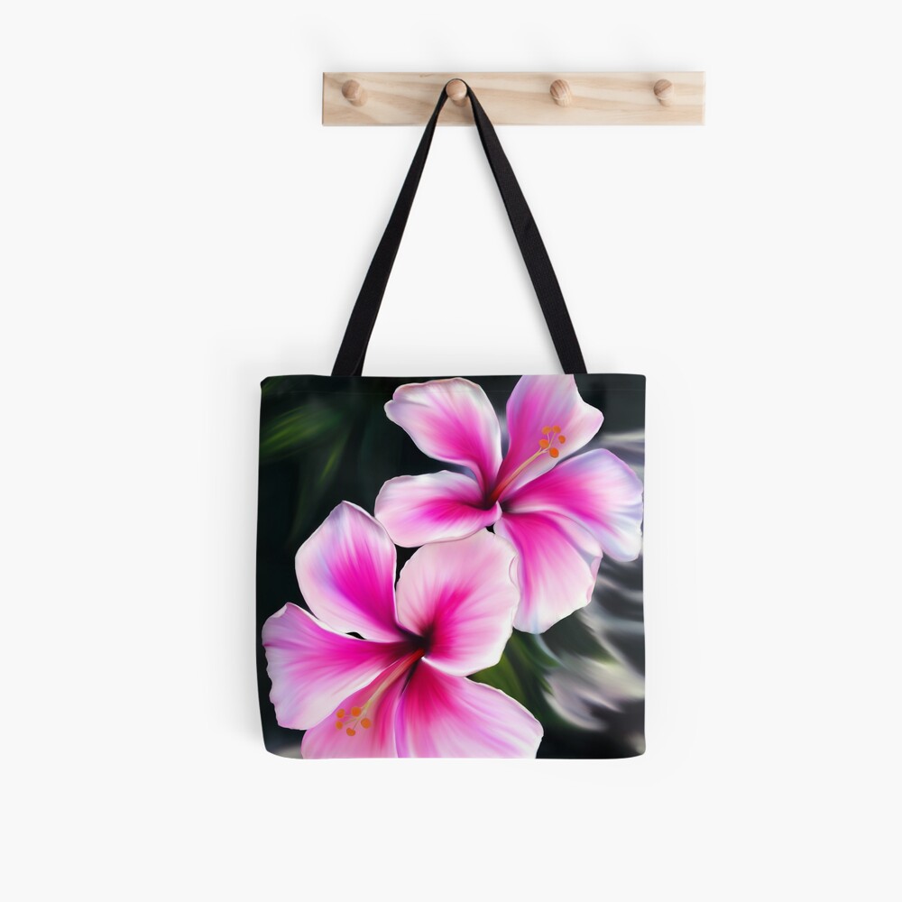 hibiscus flower tote bag