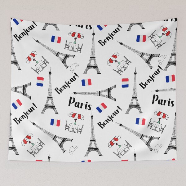 Aperçu de l'œuvre DRAPEAU DU CAFÉ BONJOUR PARIS créée et vendue par wildwhimsical.