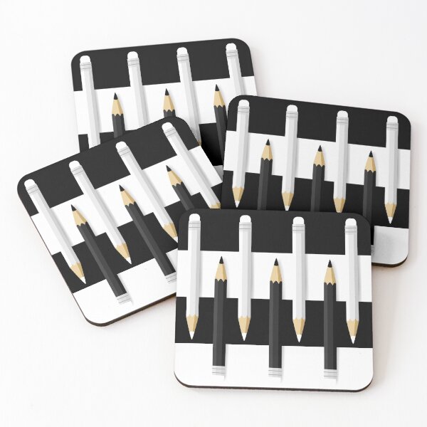 Item preview, Abstract monochromatic vector art of black and white pencils on striped background designed and sold by Familyshmot.
