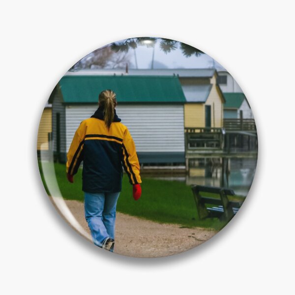 Item preview, Lady walking along gravel track around Lake Wendouree, Ballarat on a cold misty morning designed and sold by James-Cole.