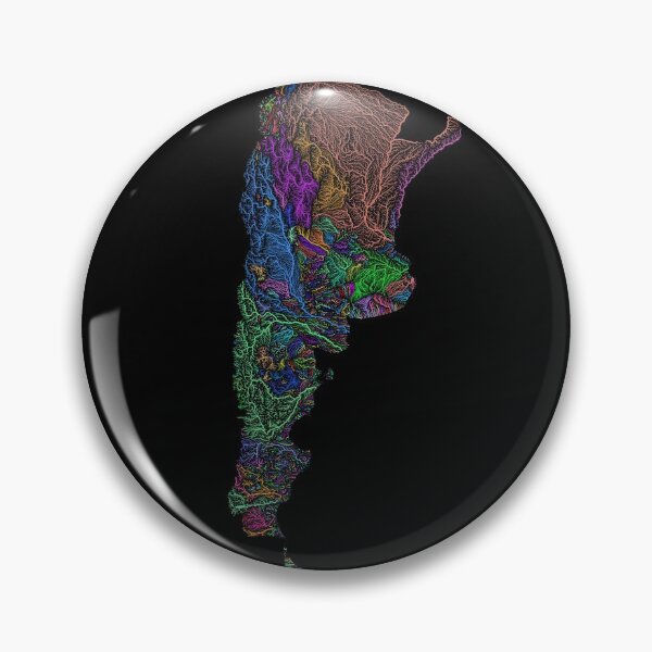 Item preview, Argentina River Basin Map in Rainbow Colours with Black Background designed and sold by GrasshopperGeo.