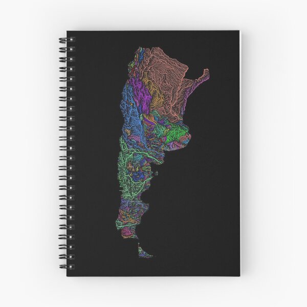Item preview, Argentina River Basin Map in Rainbow Colours with Black Background designed and sold by GrasshopperGeo.