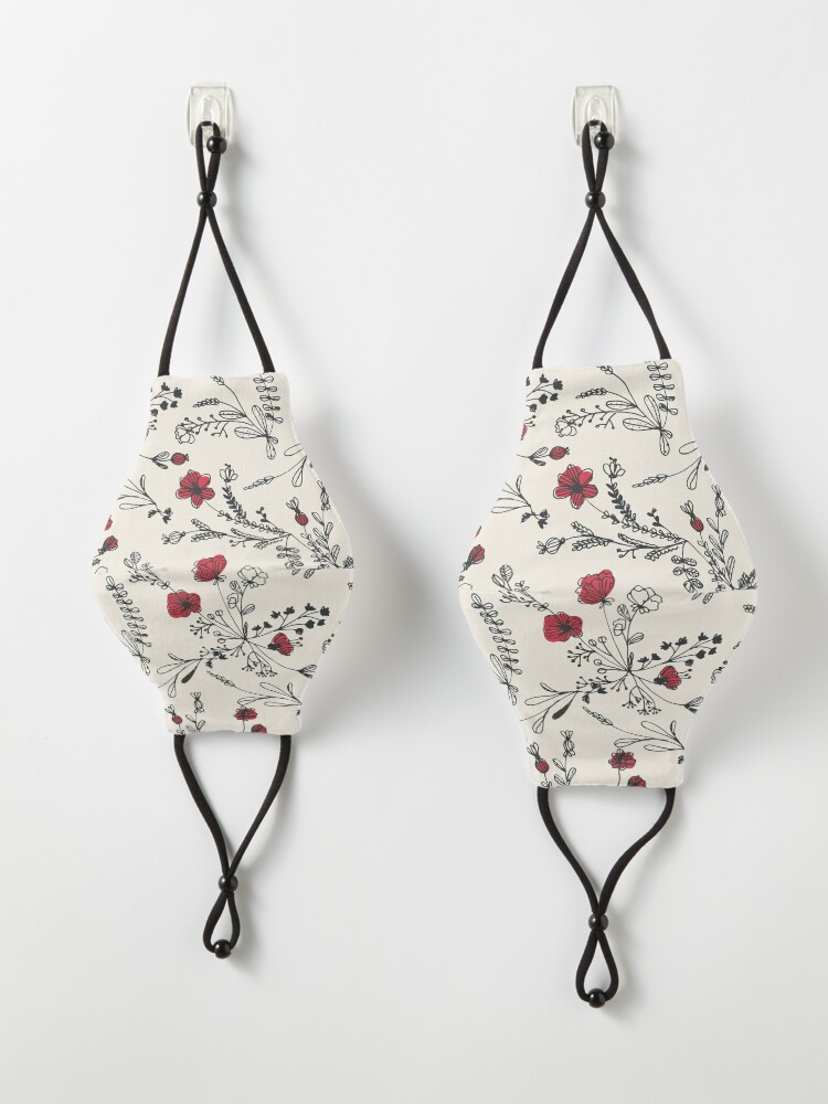 Alternate view of Red Flower Pattern Mask
