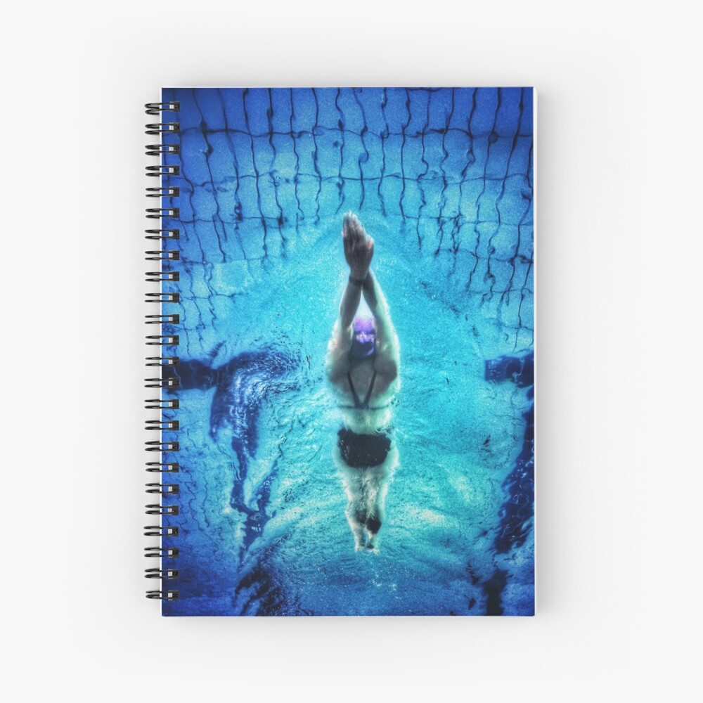 Swim team female swimmer in pool Spiral Notebook for Sale by dontlaughswim