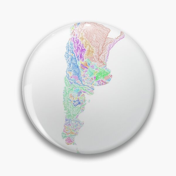 Item preview, Argentina River Basin Map in Rainbow Colours with White Background designed and sold by GrasshopperGeo.