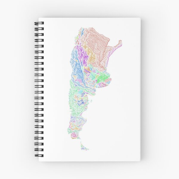 Item preview, Argentina River Basin Map in Rainbow Colours with White Background designed and sold by GrasshopperGeo.