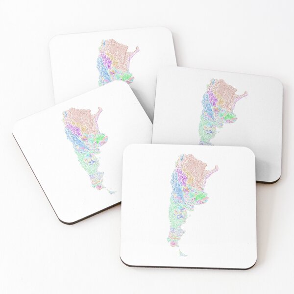 Item preview, Argentina River Basin Map in Rainbow Colours with White Background designed and sold by GrasshopperGeo.