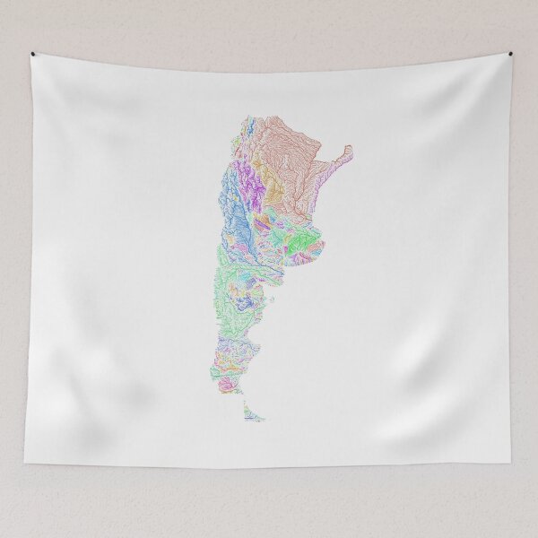 Item preview, Argentina River Basin Map in Rainbow Colours with White Background designed and sold by GrasshopperGeo.