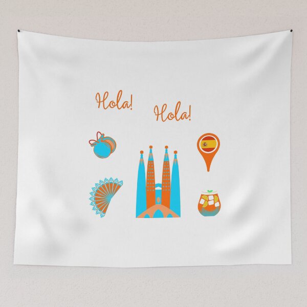 Item preview, Sticker sheet Summer, travel, Spain, Sangria, Sagrada Familia, Spanish Fan, Castanets designed and sold by Tammystribe.