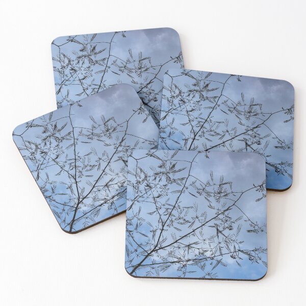 Item preview, Graceful Lace in the Sky - Mimosa Leaves and Buds Against Dusk Clouds - Horizontal View Upwards Left designed and sold by Georgia Mizuleva.