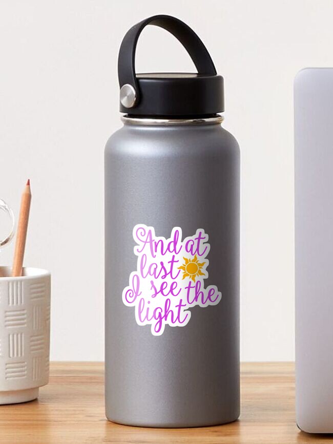 Rapunzel and Pascal Tangled Glass Yellow Ombre 17oz Water Bottle, Princess,  I See The Light, When Will My Life Begin