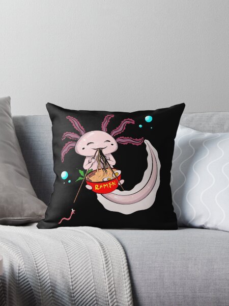 Vista previa del artículo con la obra «Ajolote divertido comiendo ramen con gusano sorprendido», diseñado y vendido por ZNOVANNA.