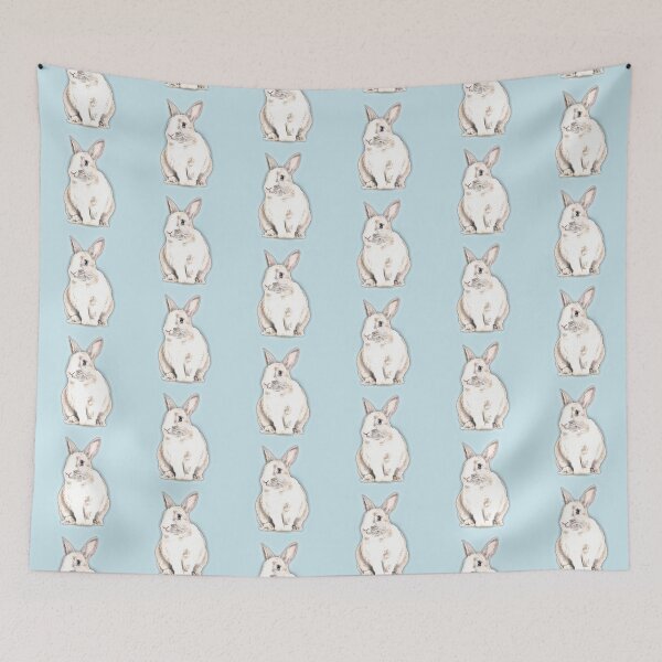 Item preview, White Rabbit (Blue Background) designed and sold by Jelly Bear.