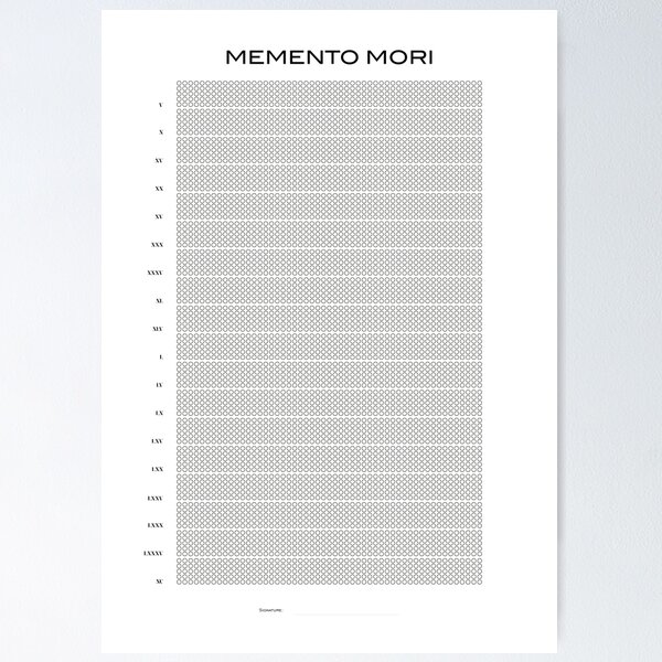 Artikel-Vorschau von Memento Mori, Lebenskalender, Stoizismus, Stoische Reflexion, Marcus Aurelius, Stoisches Poster, Seneca, Stoische Kunst,, designt und verkauft von Maisonsucces.