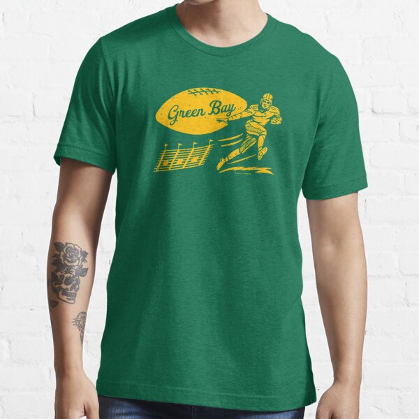 deadmansupplyco Vintage Football - Green Bay Packers (Yellow Green Bay Wordmark) T-Shirt