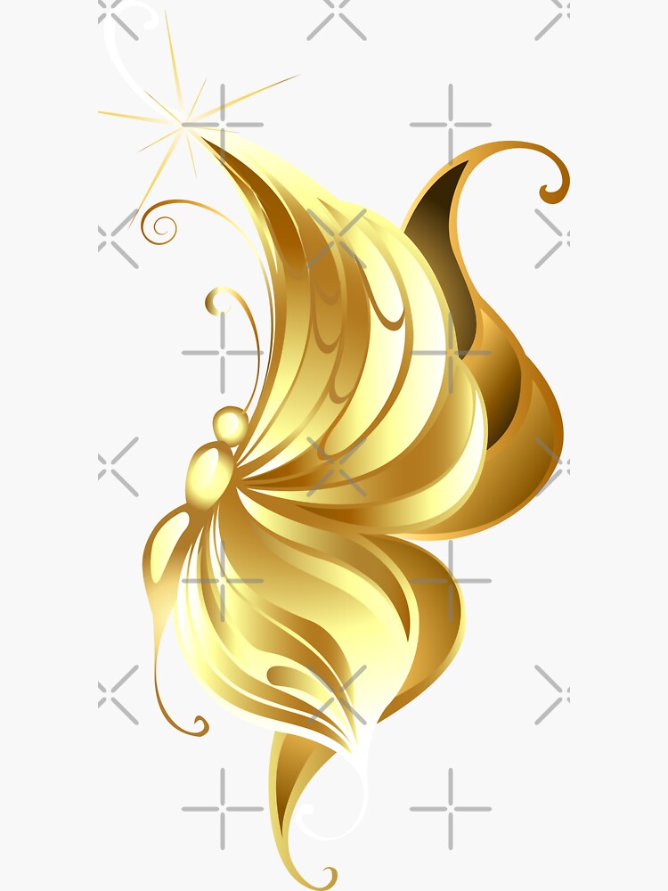"Gold Butterfly" Sticker by rimmatv Redbubble