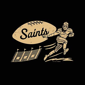 deadmansupplyco Vintage Football Shape - New Orleans Saints (Gold Saints Wordmark) Long Sleeve T-Shirt