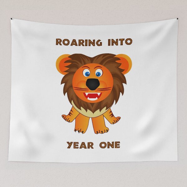 Item preview, Roaring Into Year One (Cartoon Lion) designed and sold by TimespunThreads.