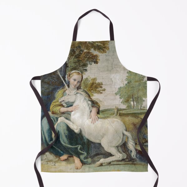 Artikelvorschau, Vintage painting woman with unicorn entworfen und verkauft von Vintage Designs +.