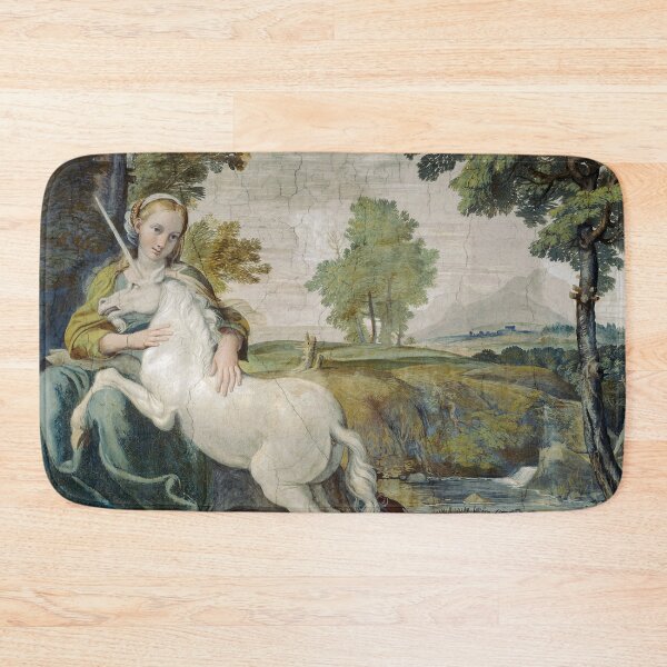 Artikelvorschau, Vintage painting woman with unicorn entworfen und verkauft von Vintage Designs +.