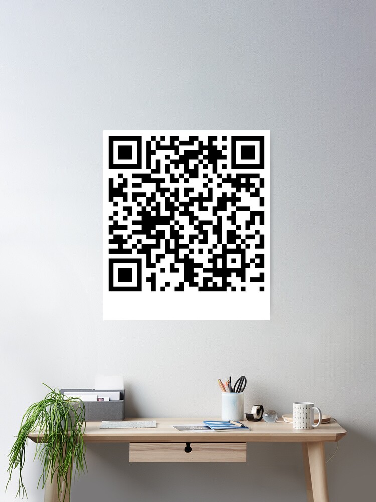 Single Rick Roll funny prank Video link readable QR Code pattern Poster  for Sale by rednumberone