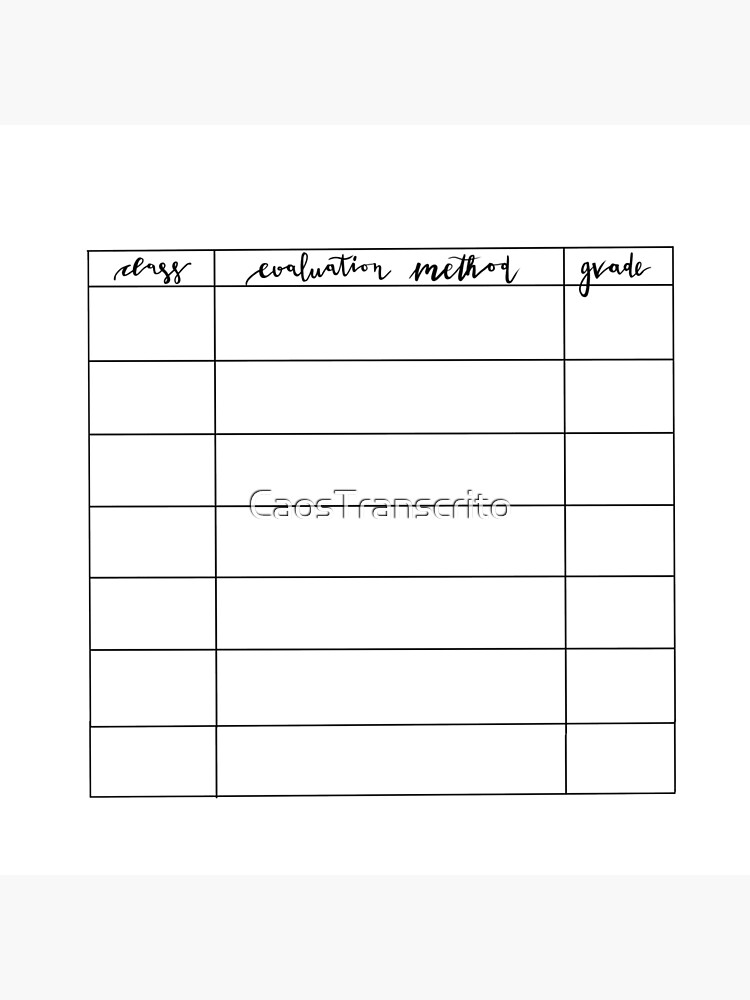 Grade Tracker For Student Planner Blank Canvas Print