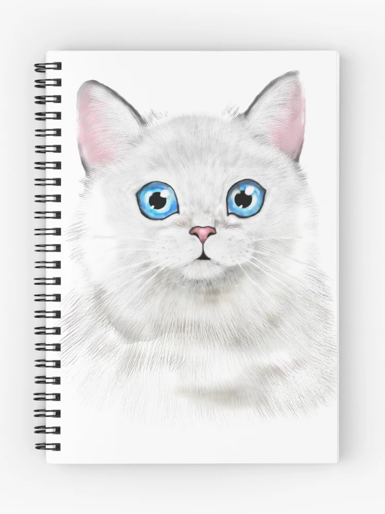 Thumbnail 1 of 3, Journal, Cute Cat Sticker designed and sold by PatternTale.