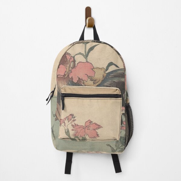 Item preview, Cock, Hen, and Nadeshiko (Dianthus Superbus) - Katsushika Hokusai designed and sold by Oni Kanzen.