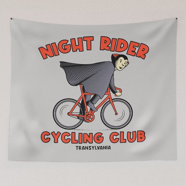 Item preview, Funny Halloween Vampire on Bike // Night Rider Cycling Club designed and sold by SLAG-Creative.