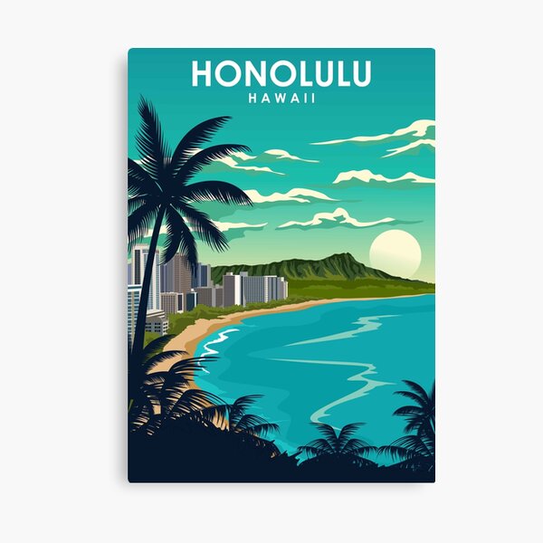 Item preview, Honolulu Hawaii Vintage Minimal City Travel Poster designed and sold by Stadify.