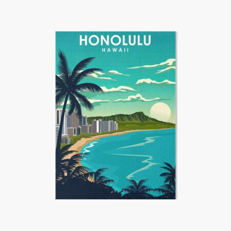 Artikel-Vorschau von Honolulu Hawaii Vintage Minimal City Travel Poster, designt und verkauft von Stadify.