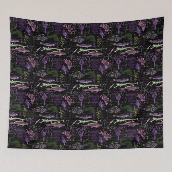 Item preview, Vintage Deep-Sea Creatures Pattern designed and sold by SewnMemories.