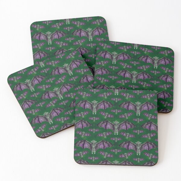 Item preview, Flying Bats Green Batty Bat Spooky Pattern designed and sold by GloomyHexe.