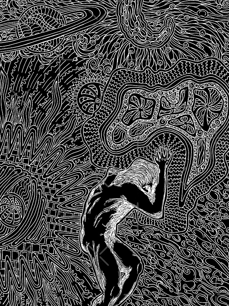 PSYCHEDELIC TRIPPY HORROR VACUI MYTH OF SISYPHUS - linework by intenzaesthetic