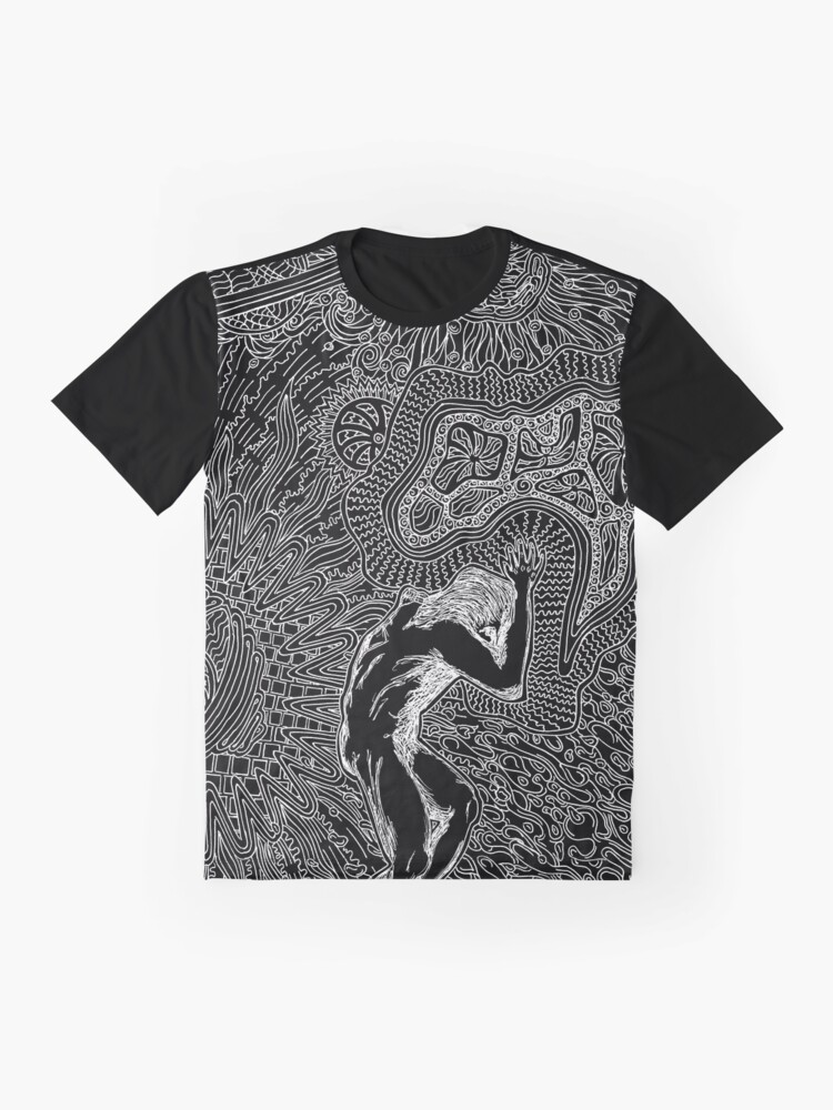 Alternate view of PSYCHEDELIC TRIPPY HORROR VACUI MYTH OF SISYPHUS - linework Graphic T-Shirt