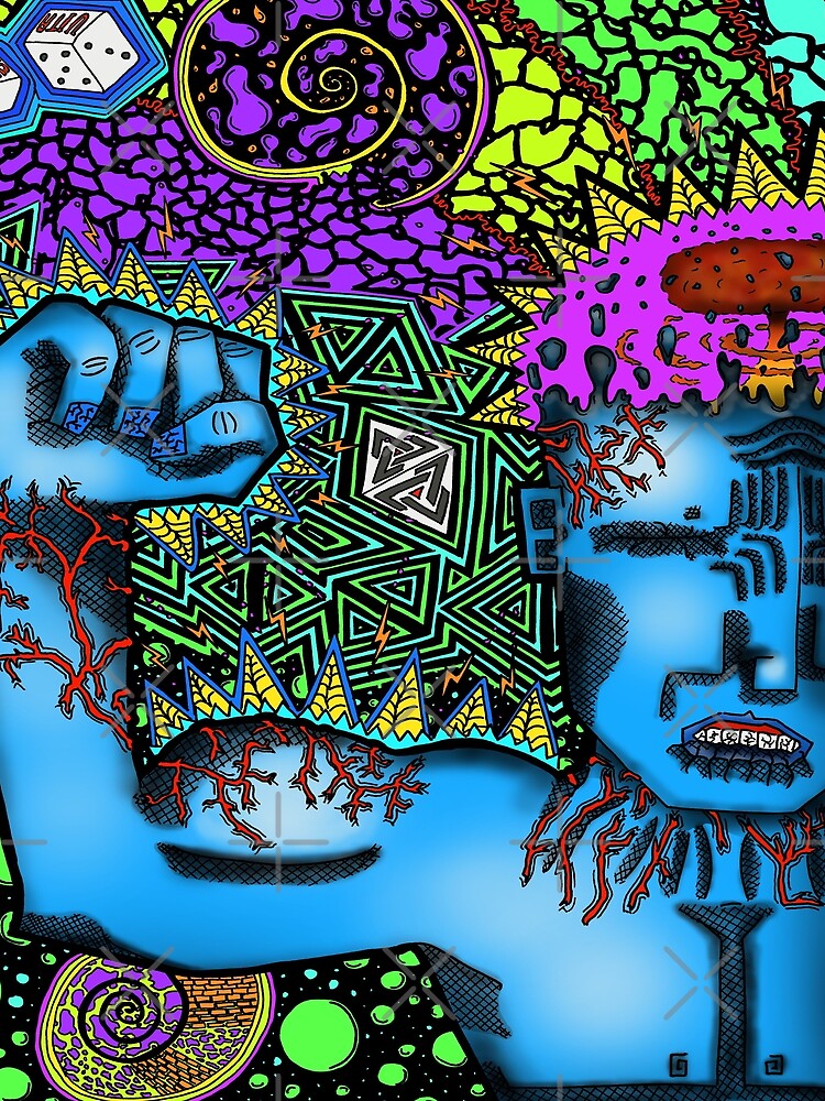 Thumbnail 5 of 5, Graphic T-Shirt, PSYCHEDELIC TRIPPY HORROR VACUI MAN MUSCULAR FLEXING STRENGTH VIGOR FORCE - full colour designed and sold by Aloys Bahos.