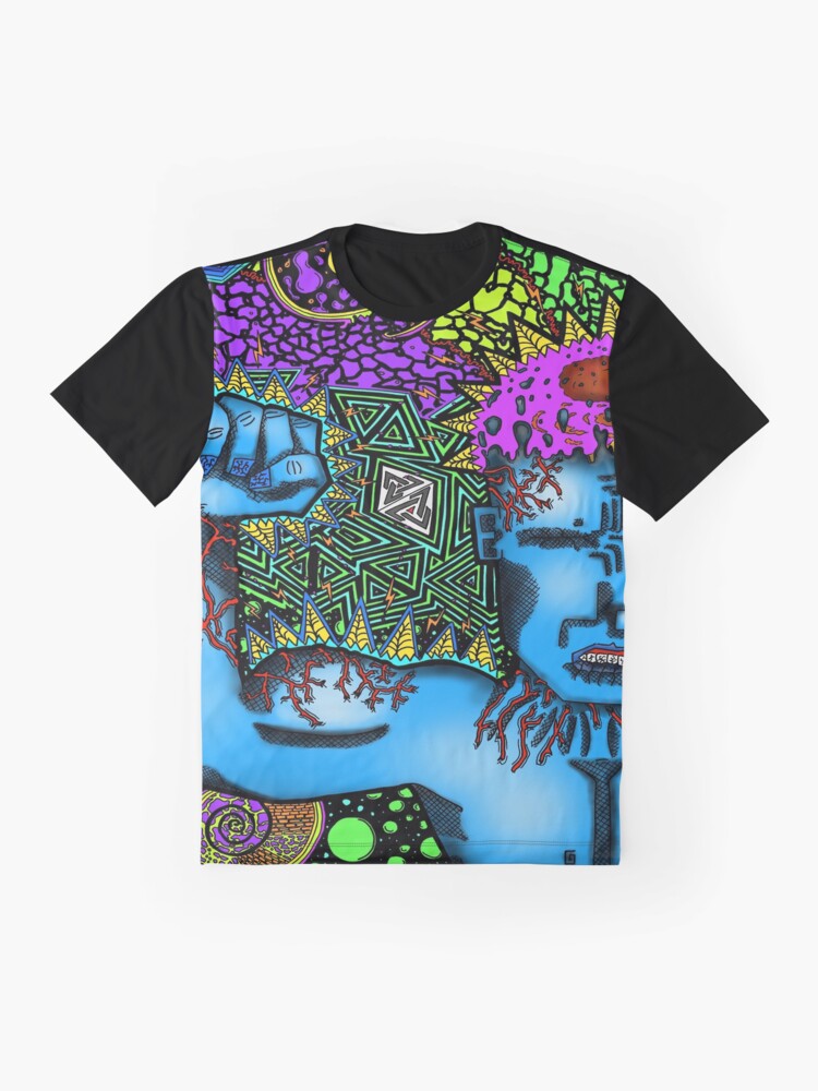 Thumbnail 4 of 5, Graphic T-Shirt, PSYCHEDELIC TRIPPY HORROR VACUI MAN MUSCULAR FLEXING STRENGTH VIGOR FORCE - full colour designed and sold by Aloys Bahos.