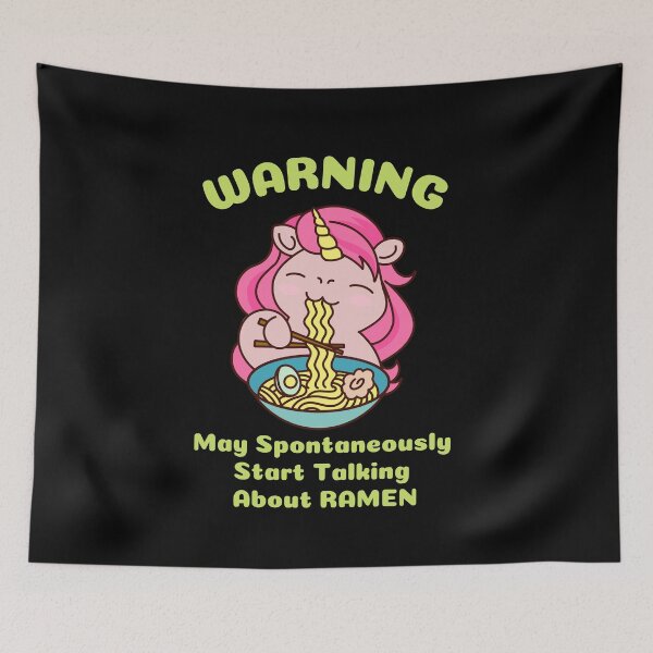 Item preview, Warning may spontaneously start talking about ramen. Think Ramen. Unicorn eating Ramen Cute Kawaii Design designed and sold by subtleday.