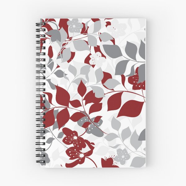 Item preview, Red and gray botanical floral pattern designed and sold by BLMcreations.