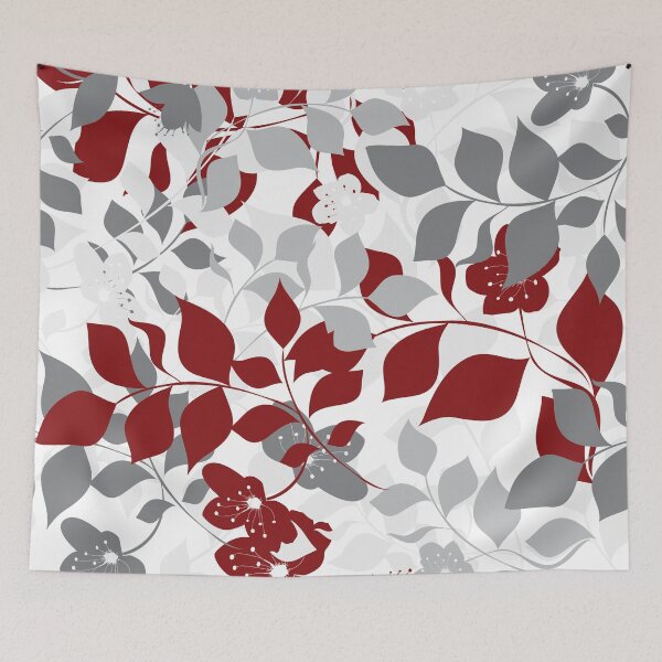 Item preview, Red and gray botanical floral pattern designed and sold by BLMcreations.