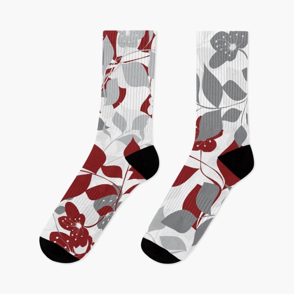 Item preview, Red and gray botanical floral pattern designed and sold by BLMcreations.