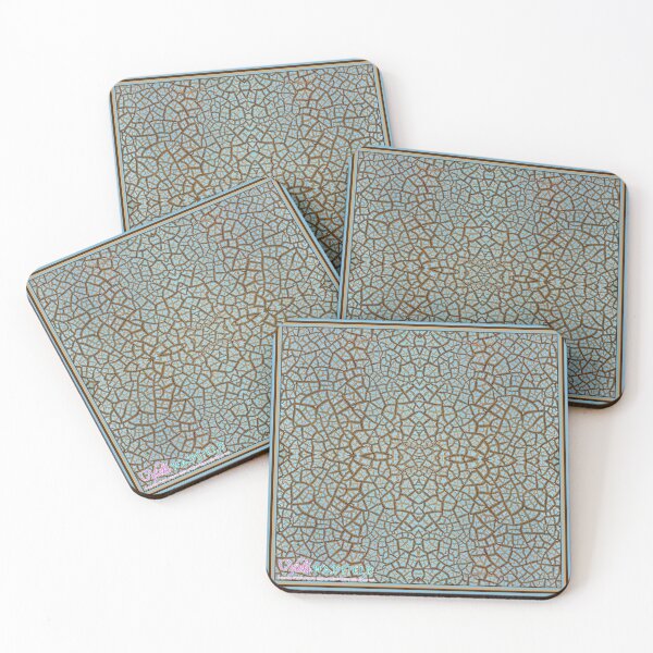 Item preview, Peeling Paint Tribal Mandala-style Mosaic Pattern - Blue Brown Tan  - Vicki Hadfield designed and sold by Printable Pressies.