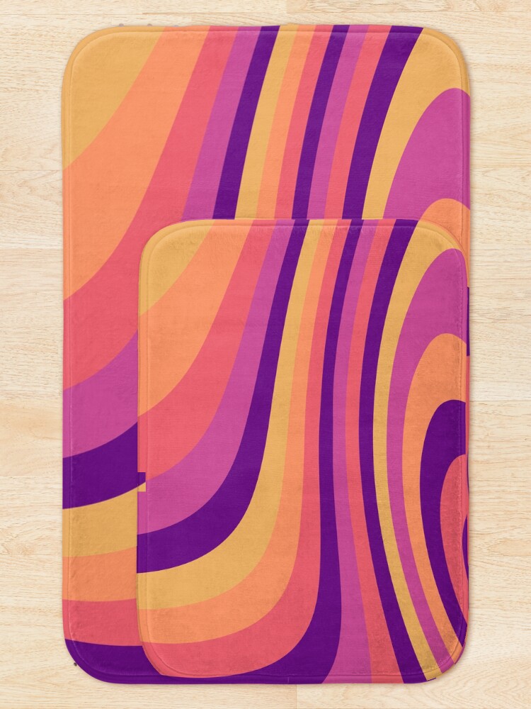 Alternate view of Warm Sunset Abstract Liquid Melt Wave Design Bath Mat
