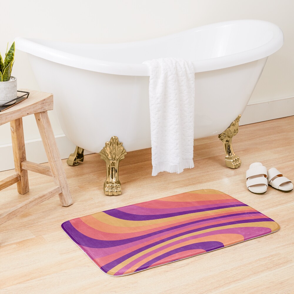 Warm Sunset Abstract Liquid Melt Wave Design Bath Mat