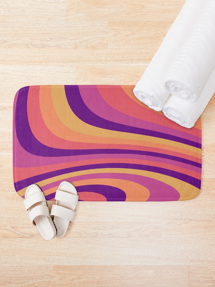 Alternate view of Warm Sunset Abstract Liquid Melt Wave Design Bath Mat