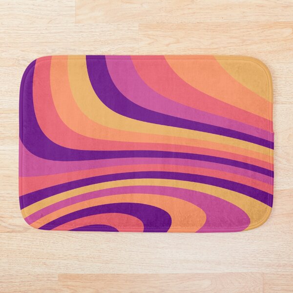 Warm Sunset Abstract Liquid Melt Wave Design Bath Mat