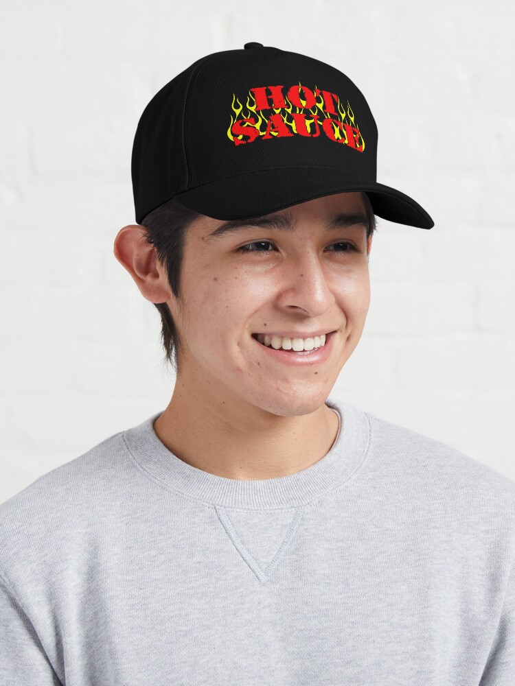 hot sauce with flames, hot sauce lover, hot sauce eater, cool hot sauce  design Cap for Sale by baingraphics