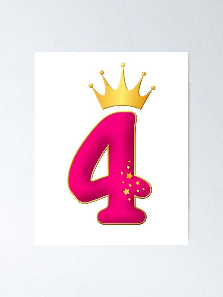 4 Year Old, Birthday party design for girls. 4th Birthday | Poster